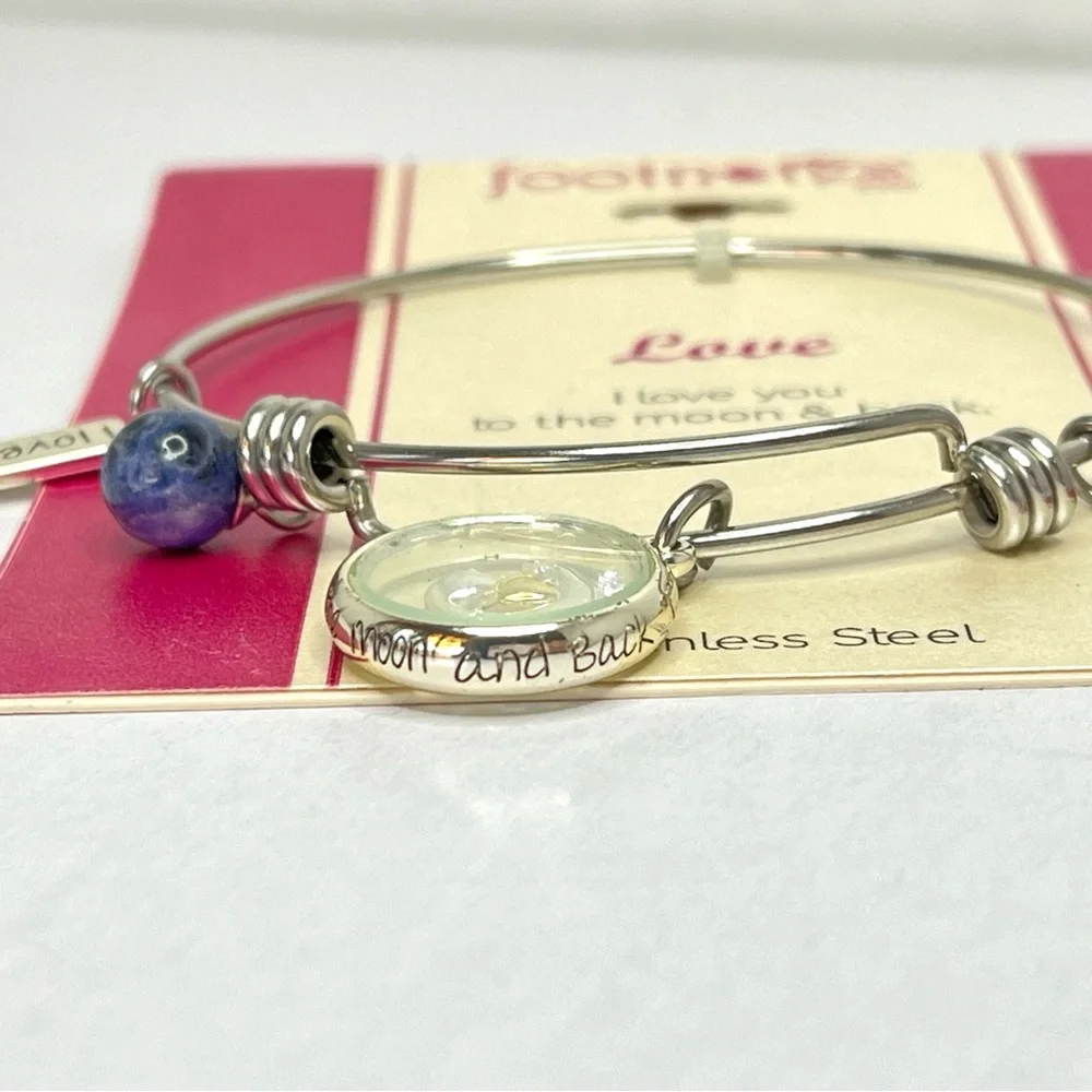 Y2K Charm Bracelet Stainless Steel Bangle Footnotes Too Love Girly New Feminine